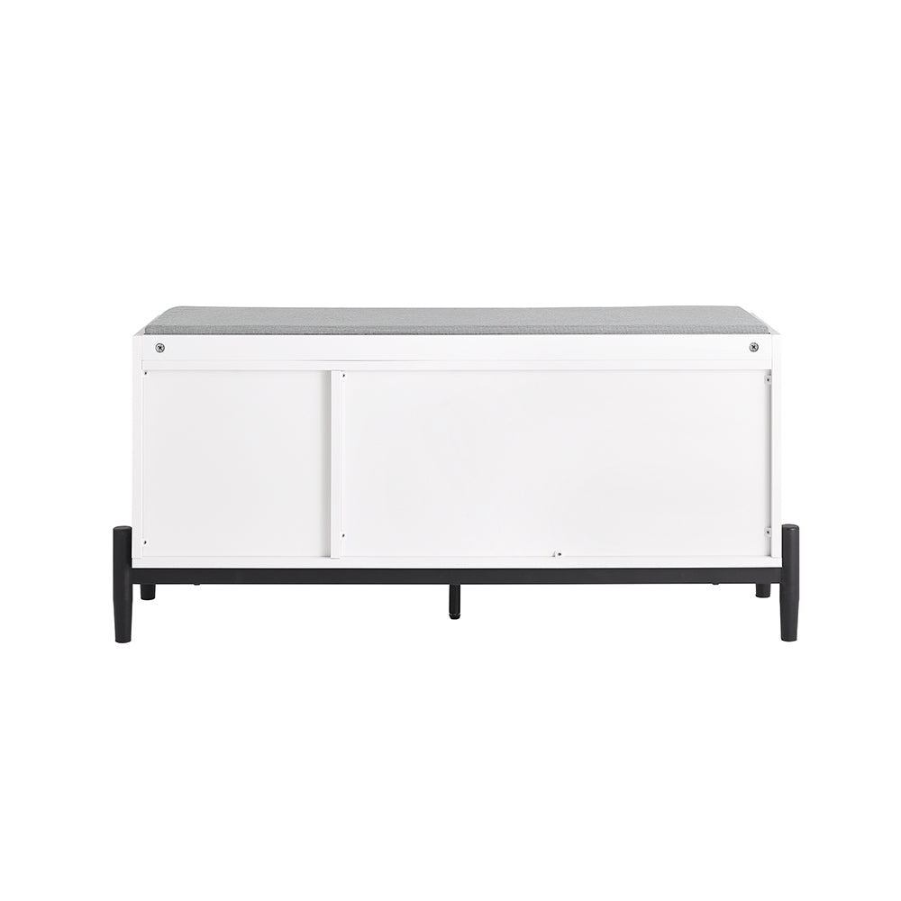 SoBuy FSR187-W Banc de rangement et banc à chaussures avec coussin rembourré, 110x35x51 cm, blanc