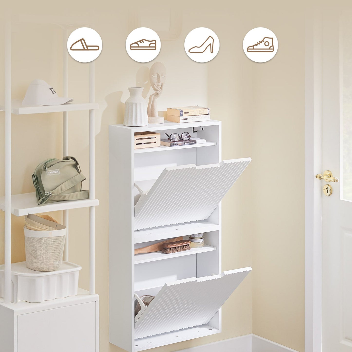 sobuy meuble à chaussures - 50 × 19 × 100 cm - blanc - ultra-mince & flexible à assembler