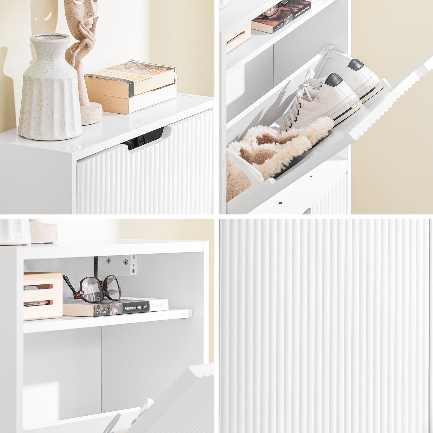 sobuy meuble à chaussures - 50 × 19 × 100 cm - blanc - ultra-mince & flexible à assembler