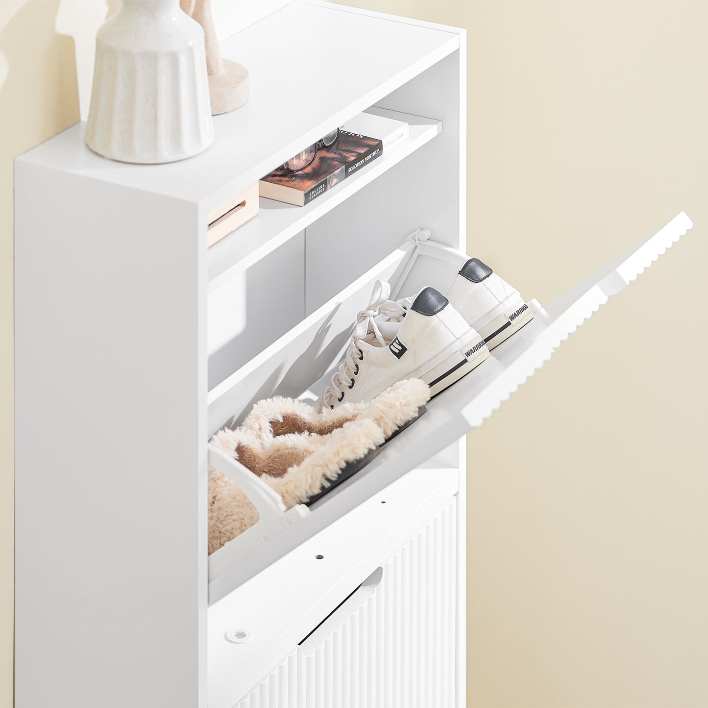 sobuy meuble à chaussures - 50 × 19 × 100 cm - blanc - ultra-mince & flexible à assembler
