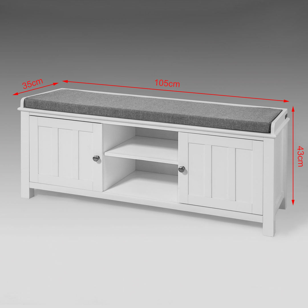 SoBuy Meuble à chaussures avec assise rembourrée - 2 Meubles - Campagne - Max. 120 kg -103 x 34 x 43 cm - Blanc / Gris