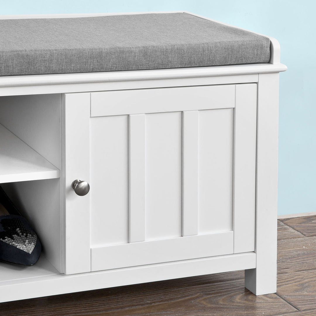 SoBuy Meuble à chaussures avec assise rembourrée - 2 Meubles - Campagne - Max. 120 kg -103 x 34 x 43 cm - Blanc / Gris