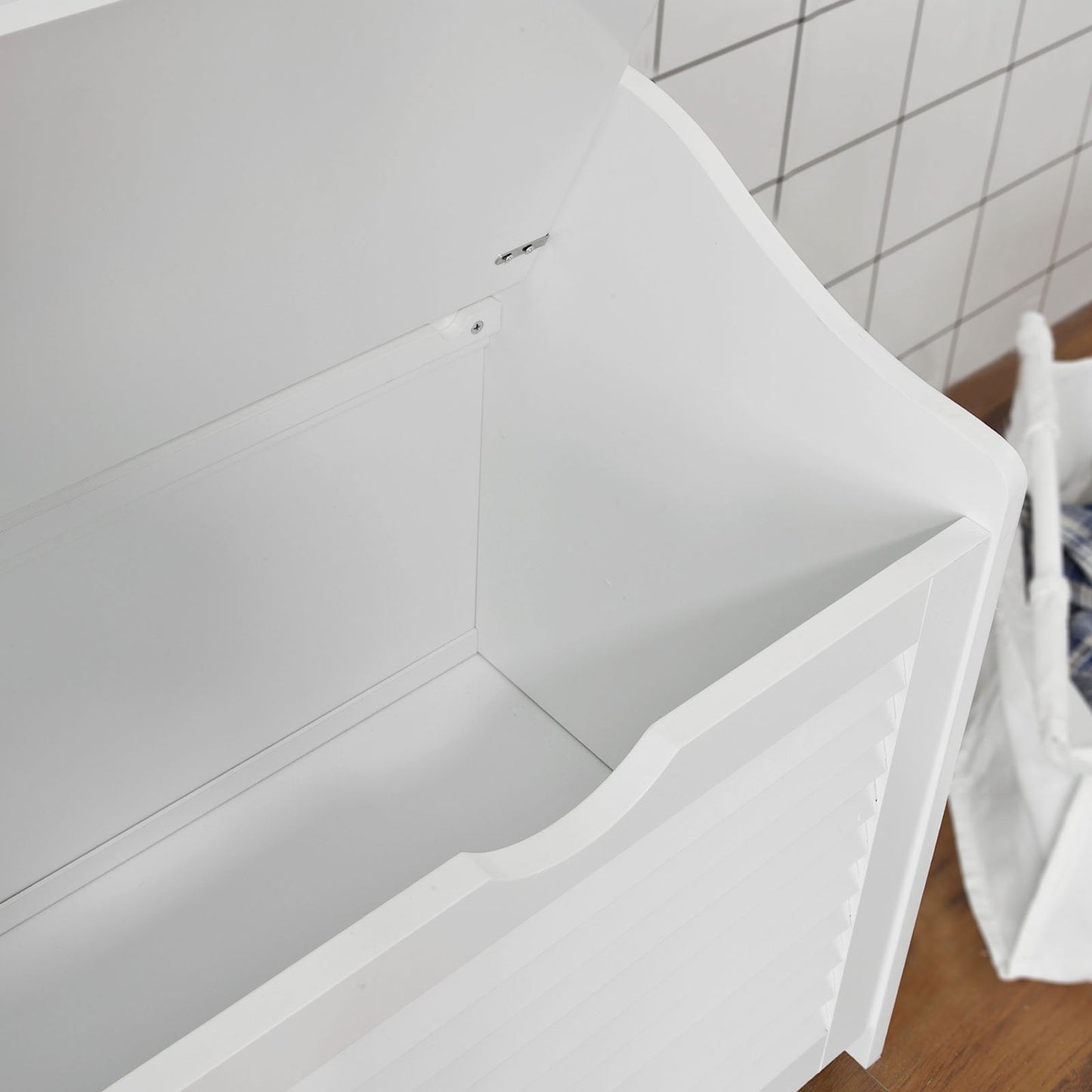 SoBuy Panier à linge avec couvercle - 50 x 35 x53 cm - Blanc