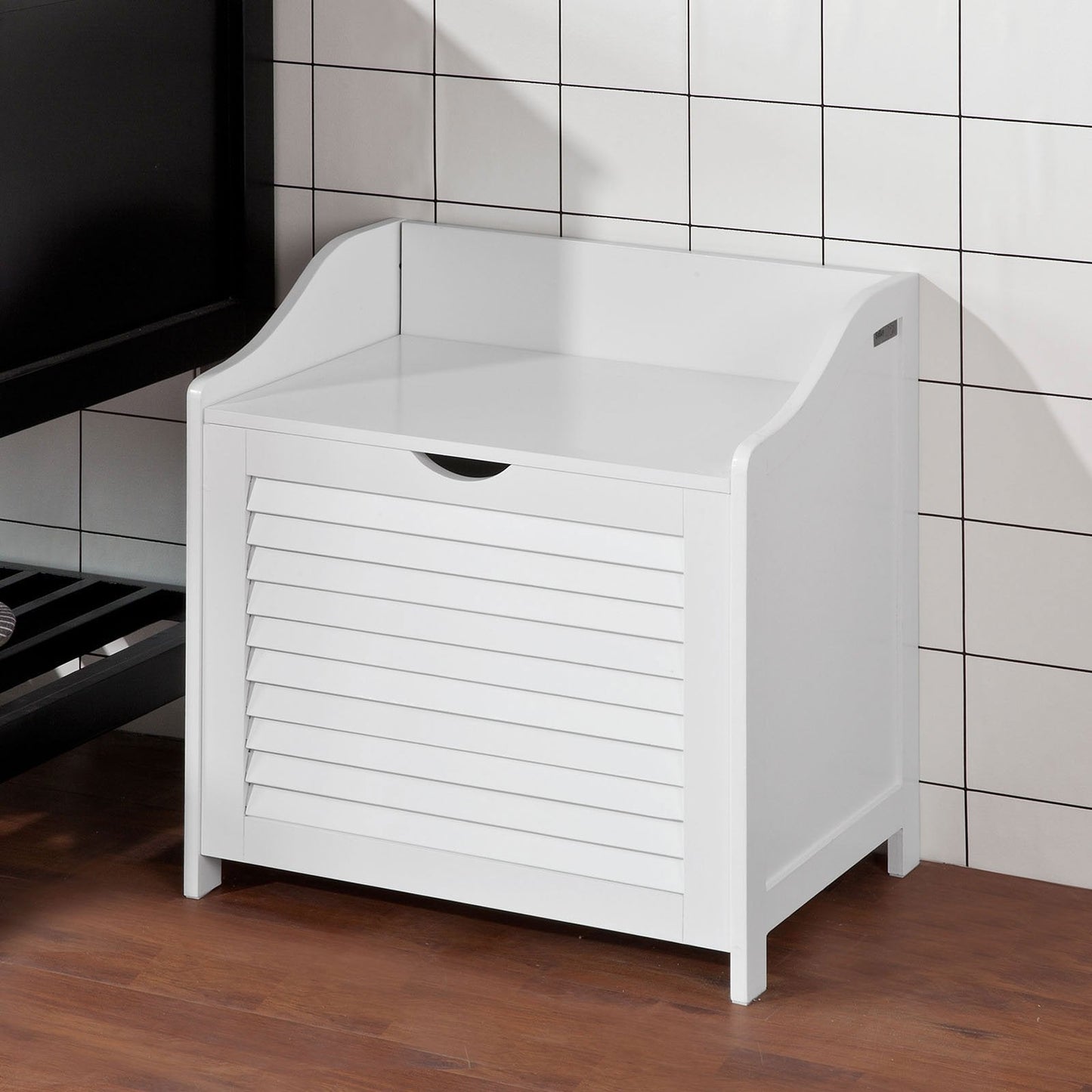 SoBuy Panier à linge avec couvercle - 50 x 35 x53 cm - Blanc