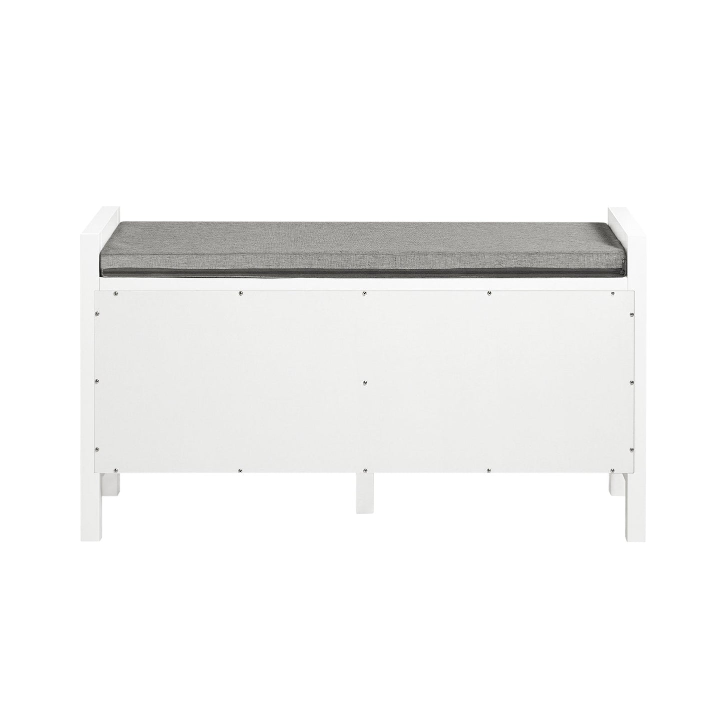 SoBuy FSR63-II-W Banc de rangement 91x30x50 cm, blanc, meuble d'entrée bas avec coussin souple et 2 portes
