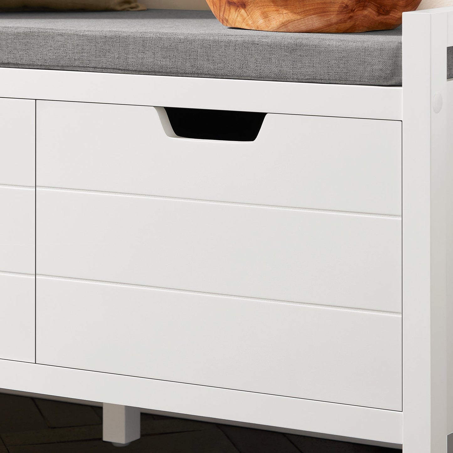 SoBuy FSR63-II-W Banc de rangement 91x30x50 cm, blanc, meuble d'entrée bas avec coussin souple et 2 portes