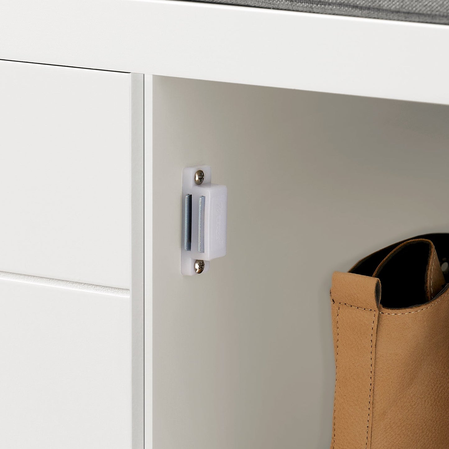 SoBuy FSR63-II-W Banc de rangement 91x30x50 cm, blanc, meuble d'entrée bas avec coussin souple et 2 portes
