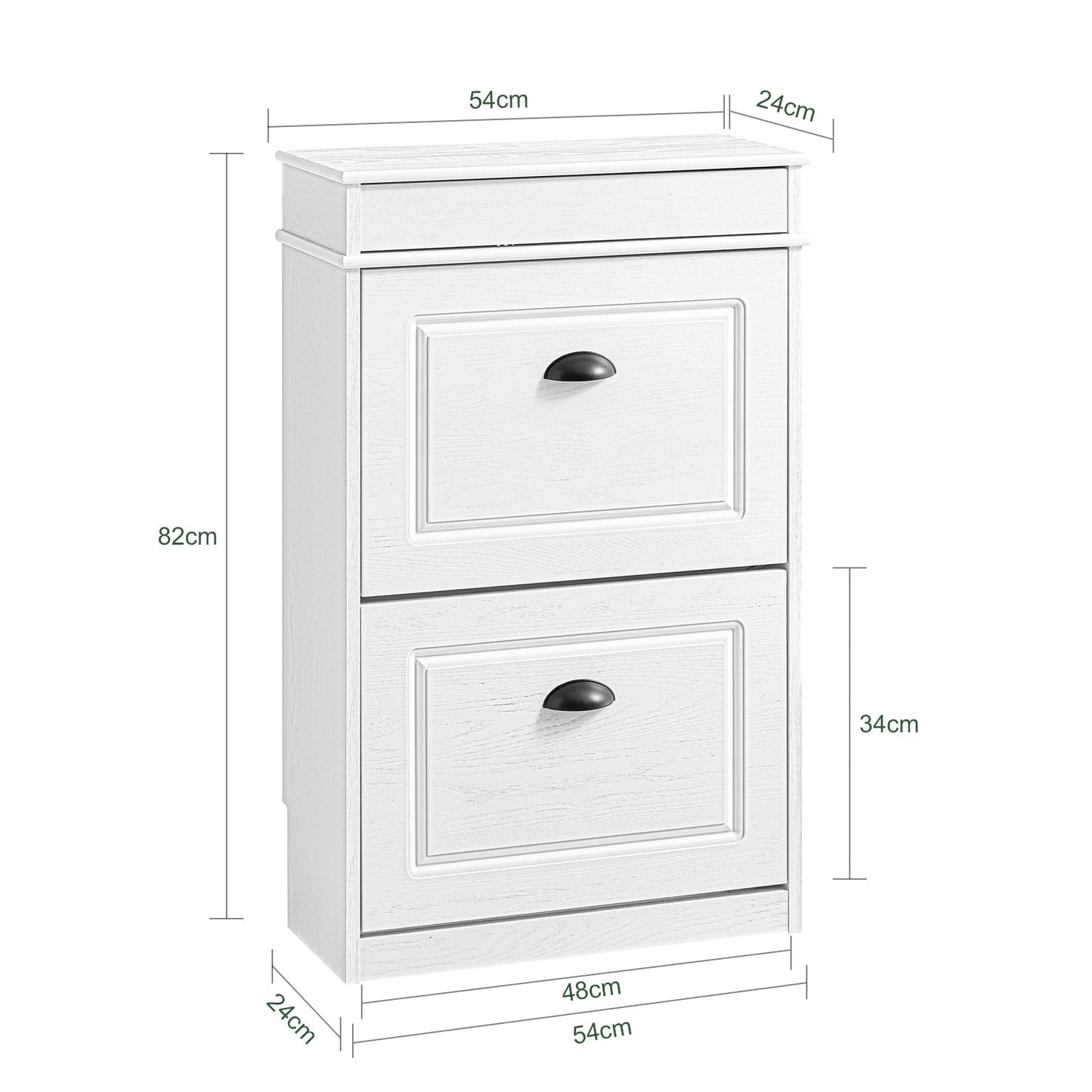 SoBuy FSR78-WG Meuble à chaussures avec 2 abattants, 8 paires, couloir et entrée, 54 x 24 x 82 cm, blanc avec effet bois vieilli
