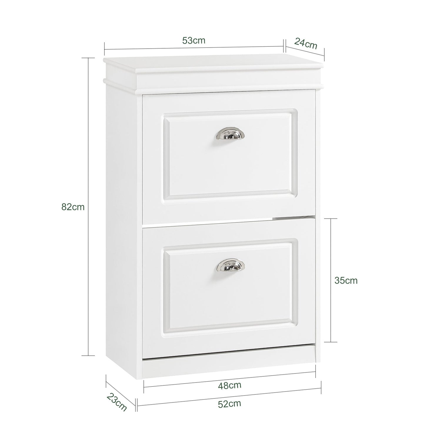 SoBuy Meuble à chaussures étroit avec 2 abattants - blanc - 24 x 60 x 102 cm