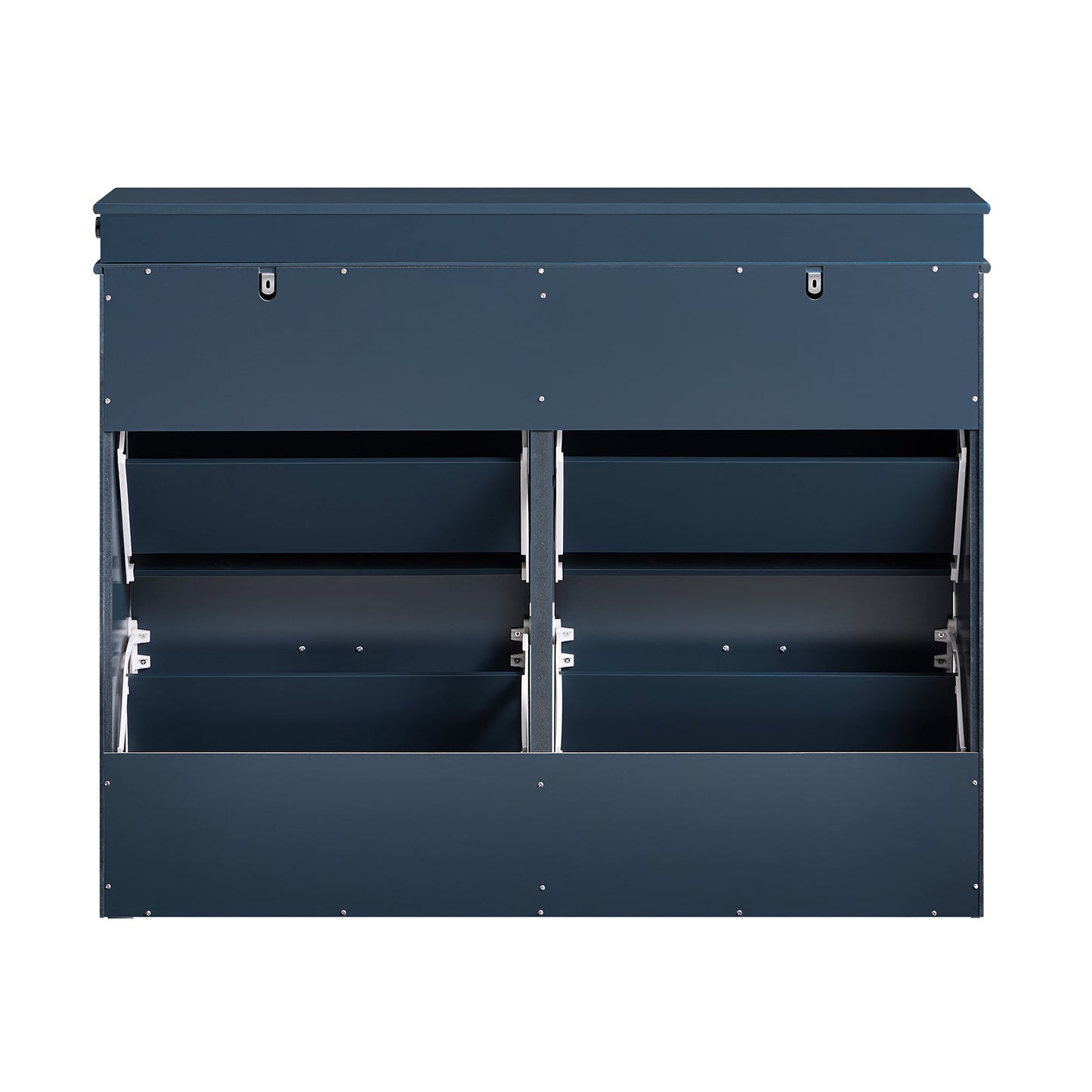 SoBuy Meuble à chaussures avec 4 abattants - Meuble à chaussures étroit pour le couloir et l'entrée - 105x24x83 cm - Bleu