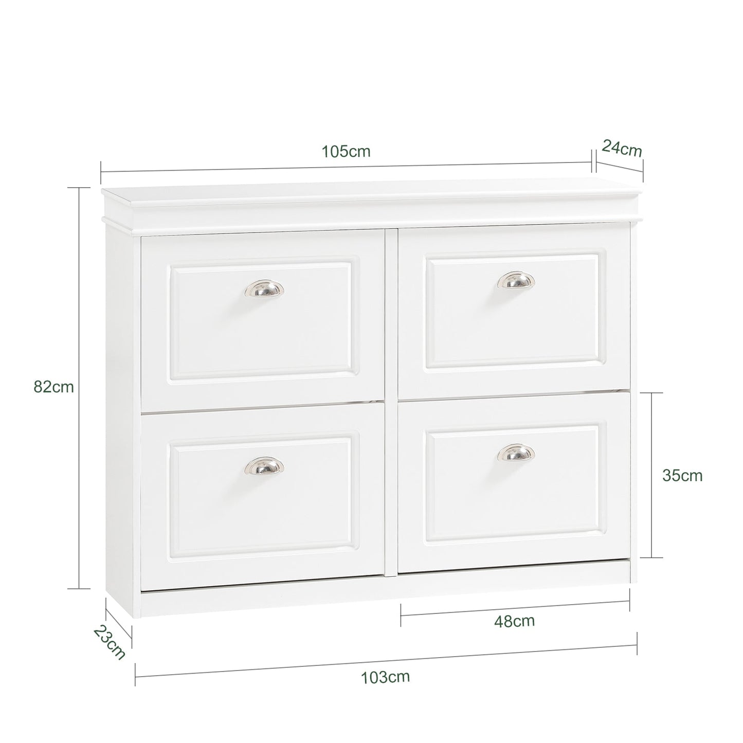 SoBuy FSR79-W Armoire à chaussures à 4 volets - 105x24x83 cm - blanc - espace pour 16 paires de chaussures
