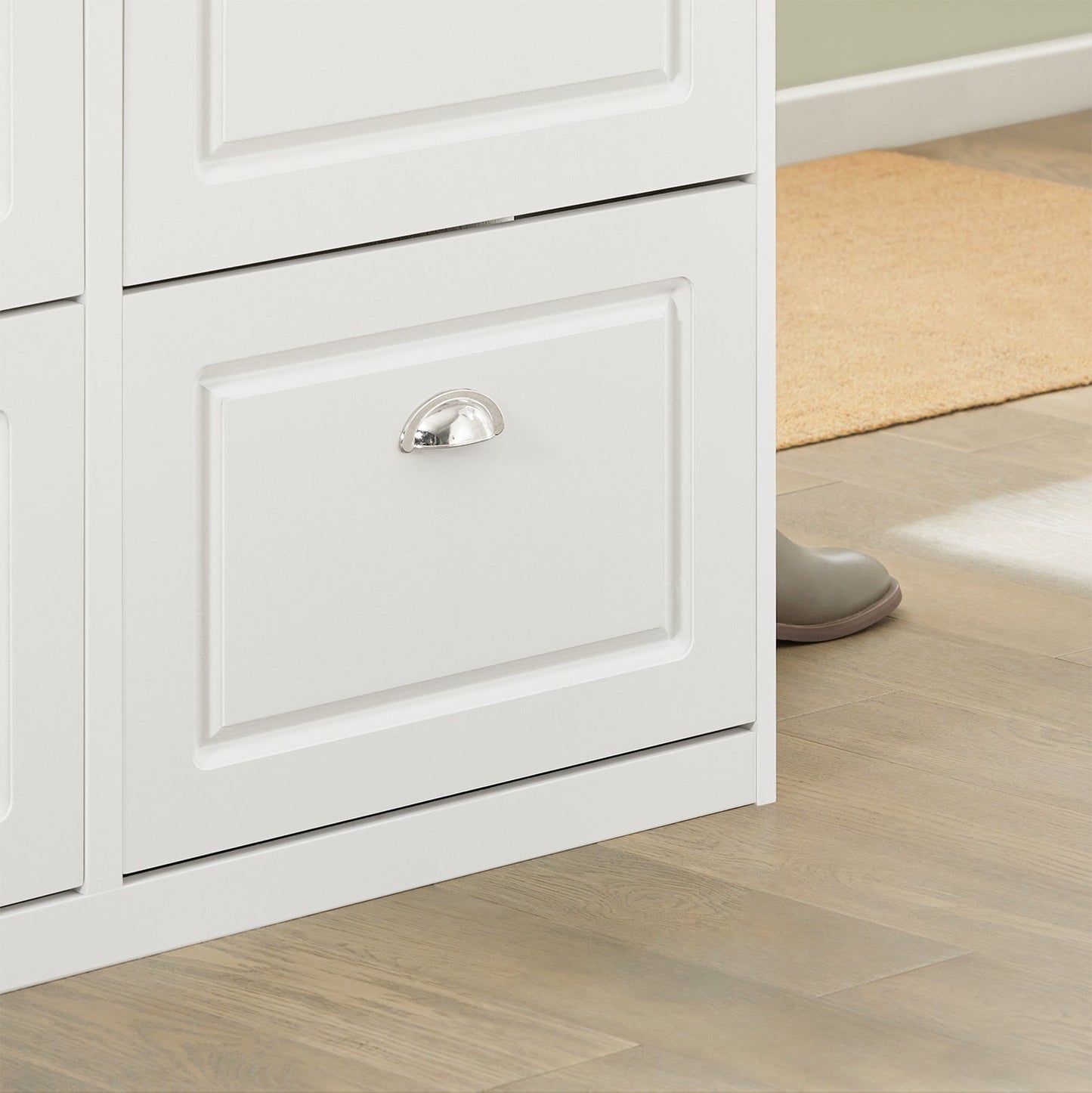 SoBuy FSR79-W Armoire à chaussures à 4 volets - 105x24x83 cm - blanc - espace pour 16 paires de chaussures