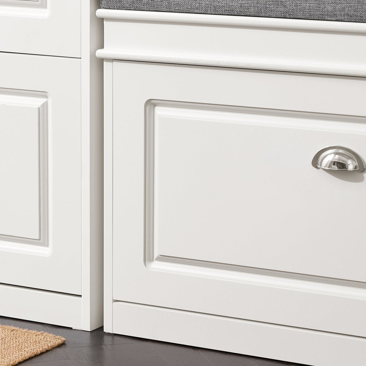 SoBuy Banc à chaussures avec rangement et coussin d'assise - blanc - 75 x 24 x 51 cm - Meuble d'entrée compact avec rabat