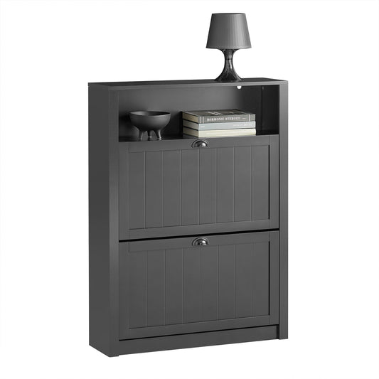 SoBuy Armoire à chaussures - 2 volets - 80 x 24 x 110 cm - Anthracite