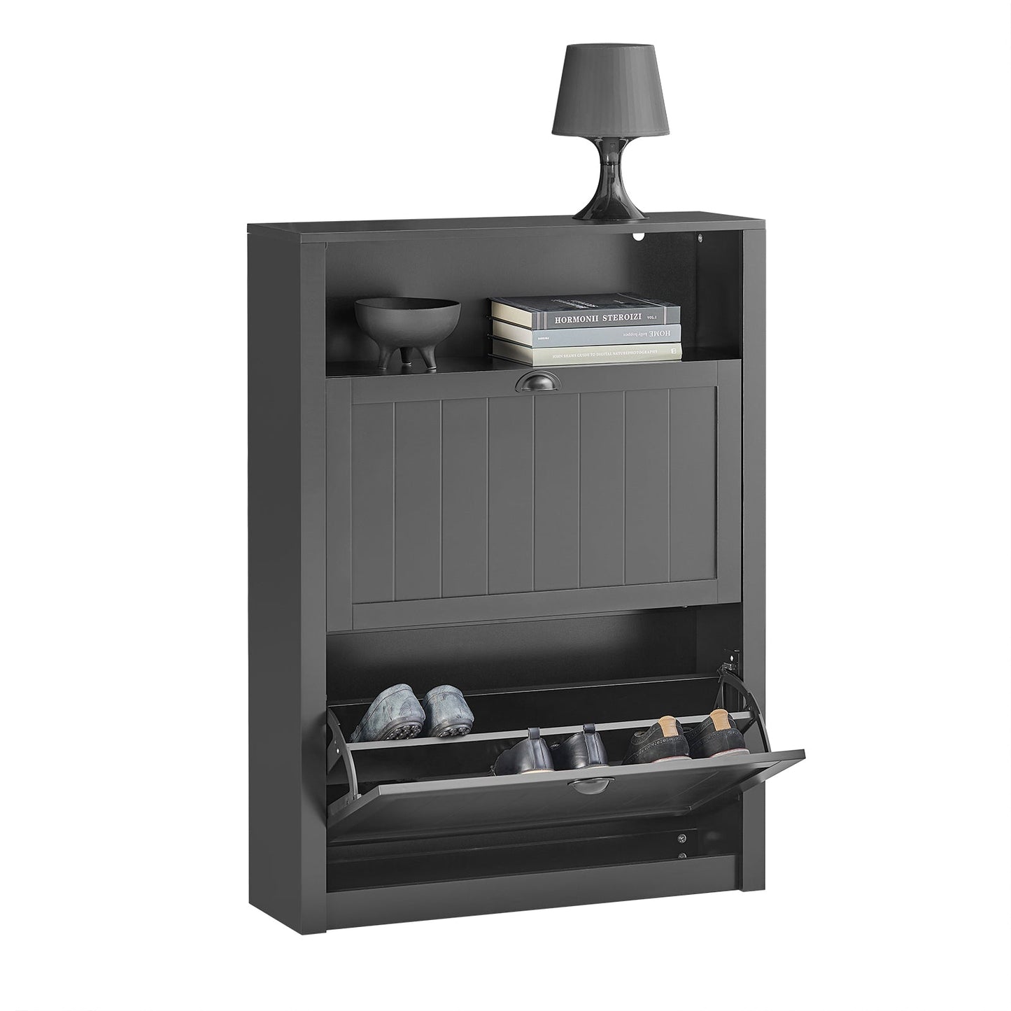 SoBuy Armoire à chaussures - 2 volets - 80 x 24 x 110 cm - Anthracite