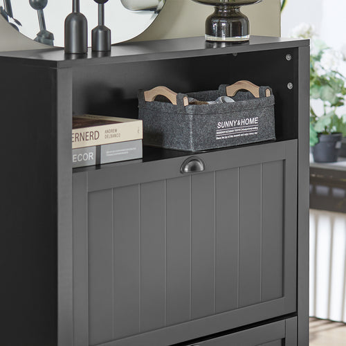 SoBuy Armoire à chaussures - 2 volets - 80 x 24 x 110 cm - Anthracite