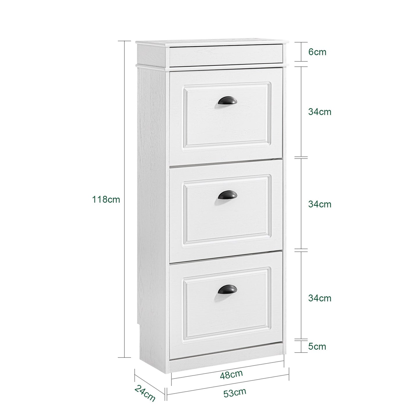 SoBuy FSR94-WG Meuble à chaussures 3 volets 12 paires, 53 x 24 x 118 cm, effet bois vieilli/blanc