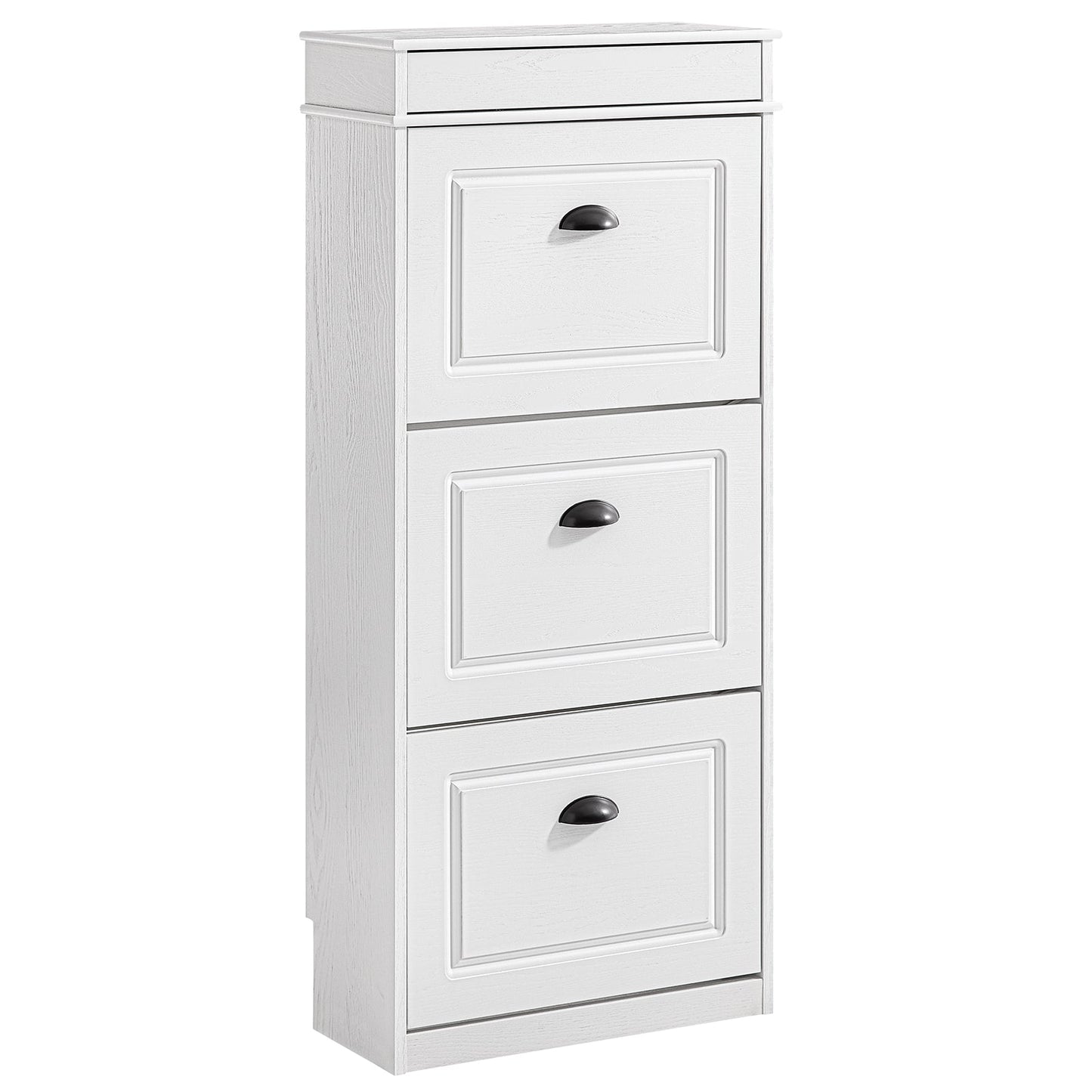 SoBuy FSR94-WG Meuble à chaussures 3 volets 12 paires, 53 x 24 x 118 cm, effet bois vieilli/blanc