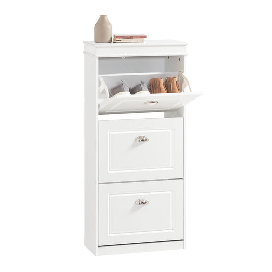 SoBuy meuble à chaussures avec 3 abattants - meuble à chaussures étroit pour couloir et entrée - rangement jusqu'à 12 paires - 53x24x117 cm - blanc