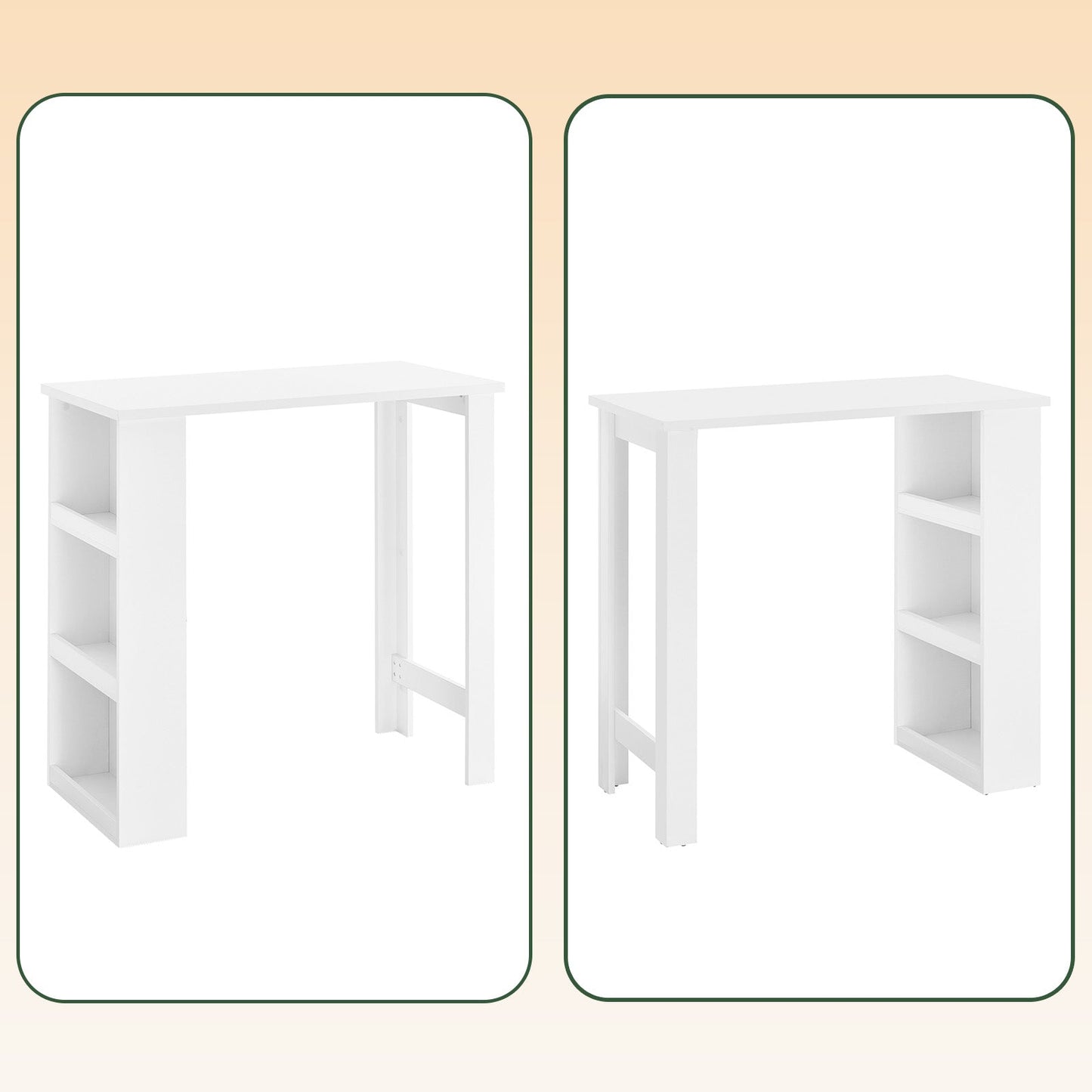 SoBuy FWT17-II-W Table de bar - Table de cuisine haute avec rangement - Table debout compacte pour la cuisine, le salon ou le bar à café - Blanc - 112 x 57 x 106 cm