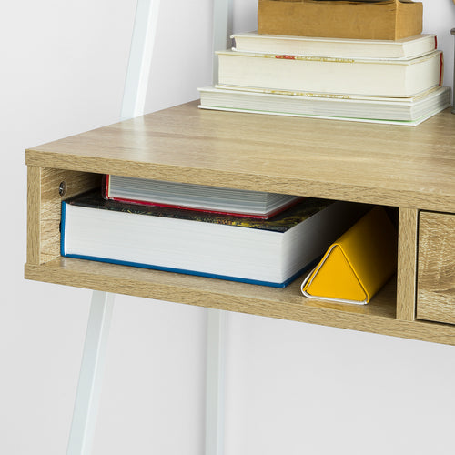 SoBuy - Bureau avec rangement - Rural - Max. 75 kg - 81 x 50 x 100 cm - Blanc/ Naturel