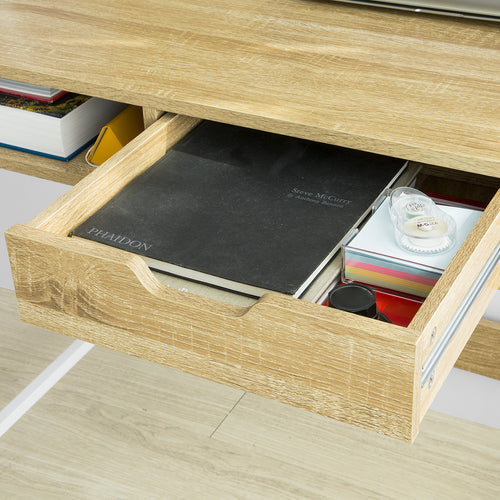 SoBuy - Bureau avec rangement - Rural - Max. 75 kg - 81 x 50 x 100 cm - Blanc/ Naturel
