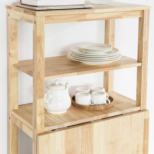 SoBuy - Table de salle à manger pliante avec meuble de rangement - Max, 75 kg - 126 x 60 x 98 cm - Naturel