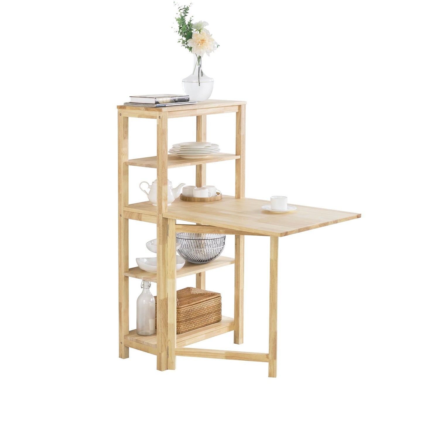 SoBuy - Table de salle à manger pliante avec meuble de rangement - Max, 75 kg - 126 x 60 x 98 cm - Naturel