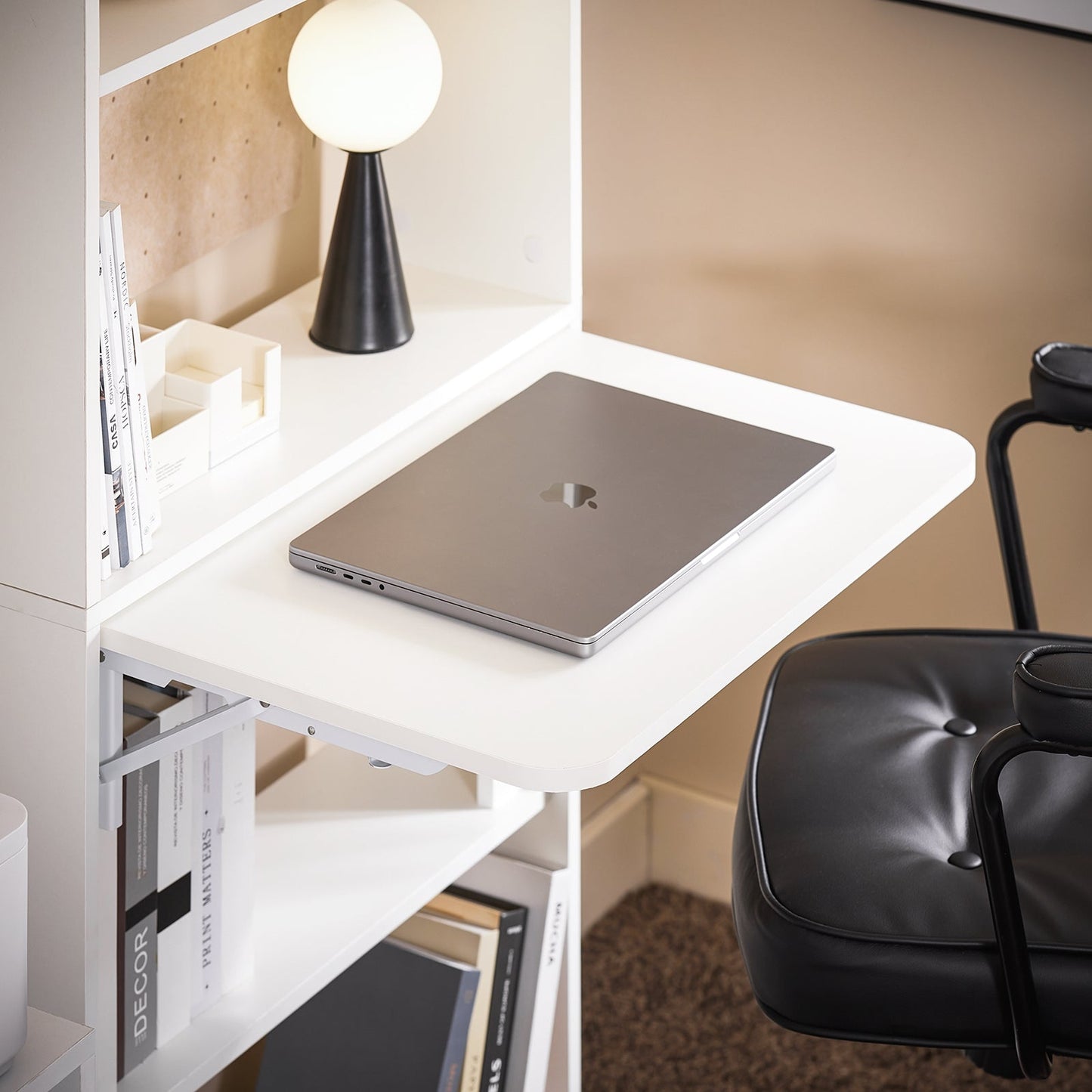 SoBuy FWT92-H-W Table d'écriture et d'ordinateur pliable avec 5 étagères - blanc, 64 x 145 x 58 cm