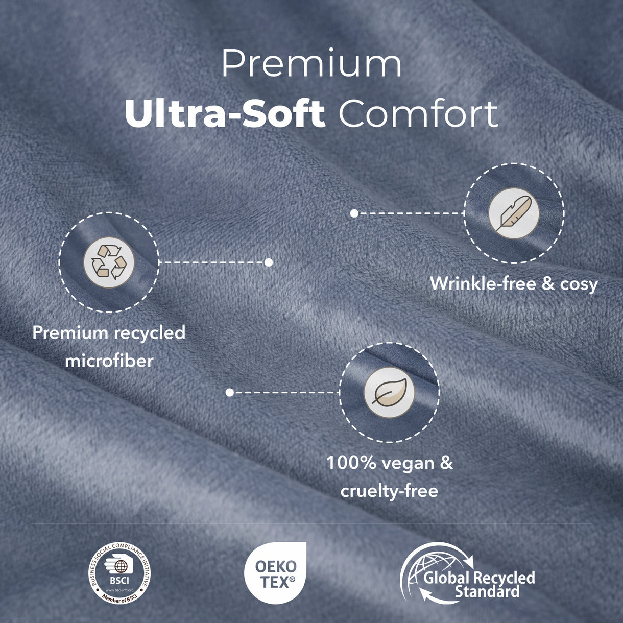 Sjumo Splittopper Drap-housse - soyeux - 180 x 200/210 cm - Bleu délavé