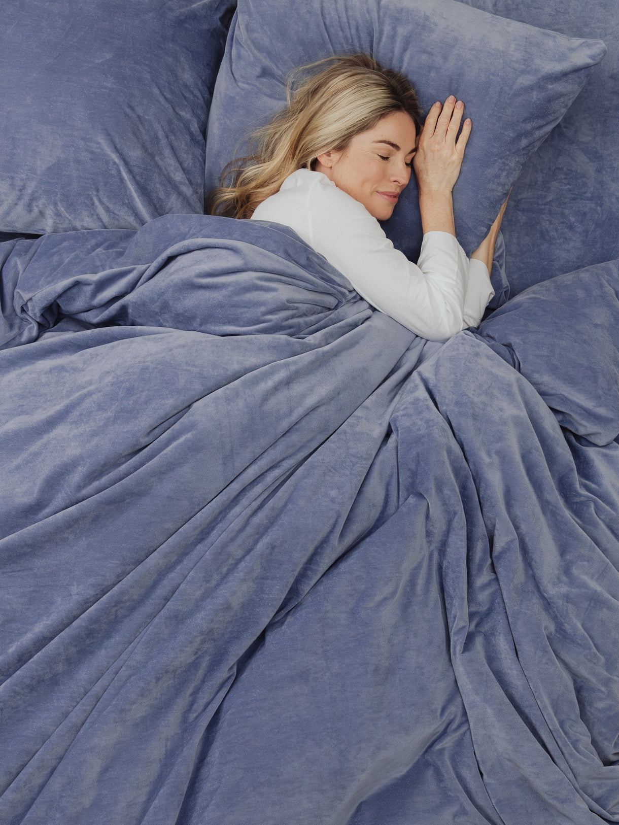 Sjumo Silky Smooth Bundle - Faded Blue - 200x 220 cm + 60 x 70 cm