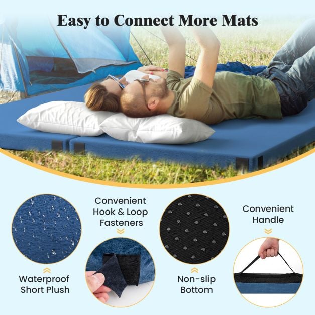 Matelas de camping côtier - avec mousse à mémoire de forme et dessous antidérapant - 188 x 78 x 6,5 cm - Gris
