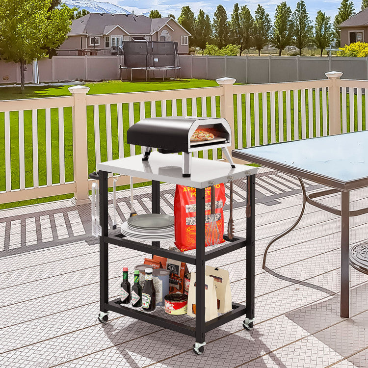 Coast Serving Trolley Outdoor - 3 couches - Sur roues - Acier inoxydable - Max. 75 kg - 73 x 41 x 81 cm - Noir/Argent