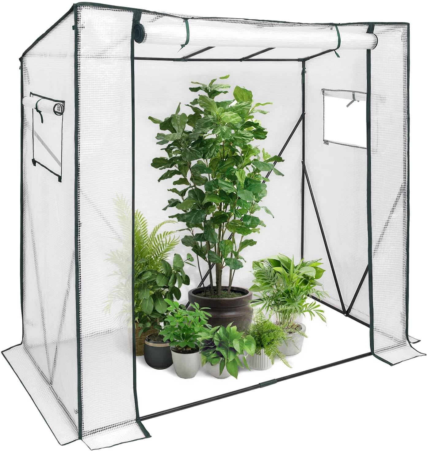 Woltu Foil Greenhouse White/Green - Serre PE semi-transparente - 200 x 77 x 146/169 cm