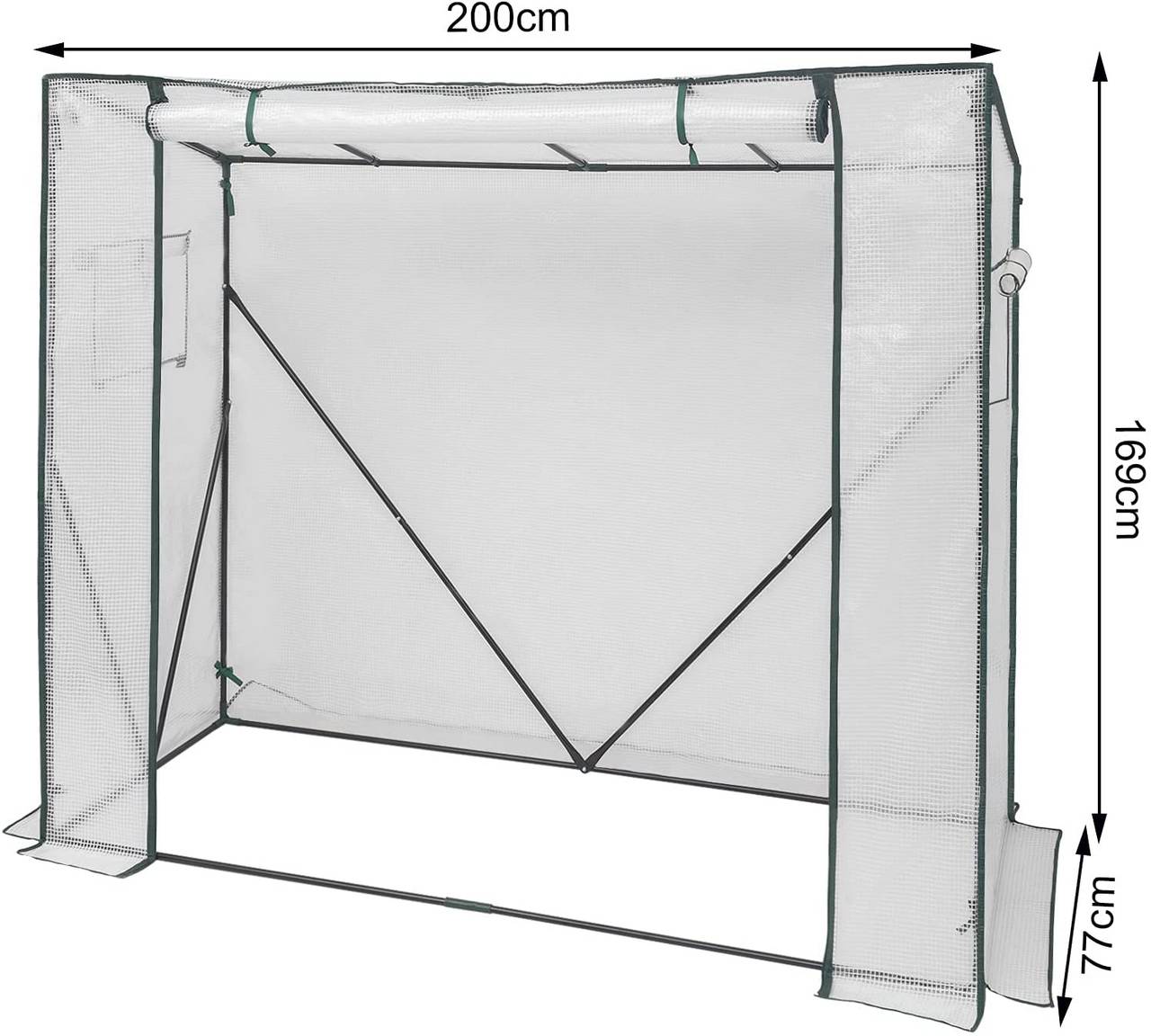 Woltu Foil Greenhouse White/Green - Serre PE semi-transparente - 200 x 77 x 146/169 cm