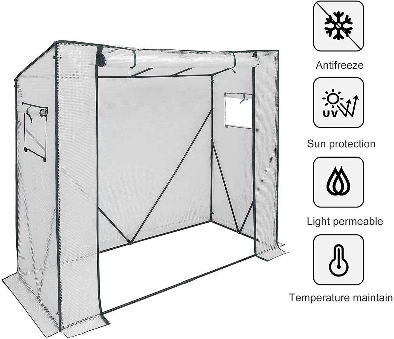 Woltu Foil Greenhouse White/Green - Serre PE semi-transparente - 200 x 77 x 146/169 cm