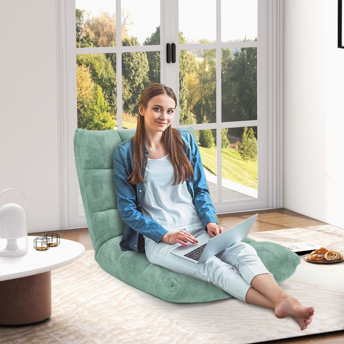 Chaise longue pliable Coast - dossier réglable 14 positions - 105 x 56 x 15 cm - vert