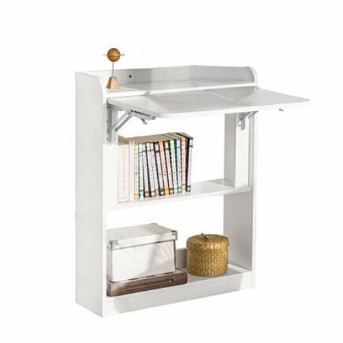 Bureau pliable - SoBuy - Commode rabattable - Avec étagères - 64 x 58 x 82 cm - Blanc