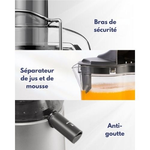 Centrifugeuse - Extracteur de jus Safecourt Kitchen - Fruits & Légumes - Large Ouverture - 3 Vitesses - 1200 W