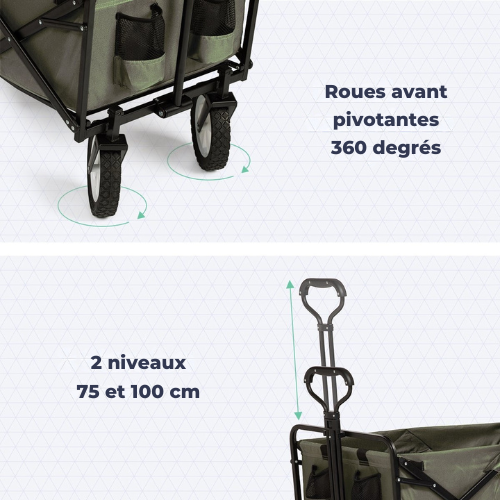 Chariot pliable - LifeGoods - Charge max 70 kg - 59cm x 98cm - vert