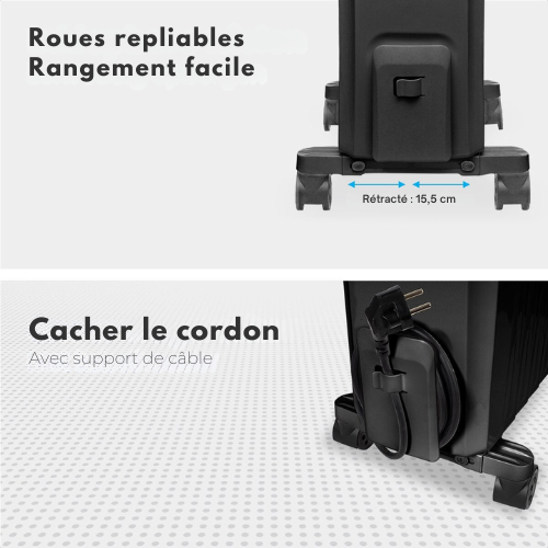 Radiateur à huile - Auronic - 3 niveaux - 2000W - Noir