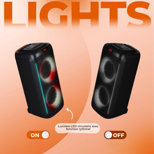 Enceinte Bluetooth, Denver, Enceinte lumineuse, Bluetooth Party Speaker, BPS458