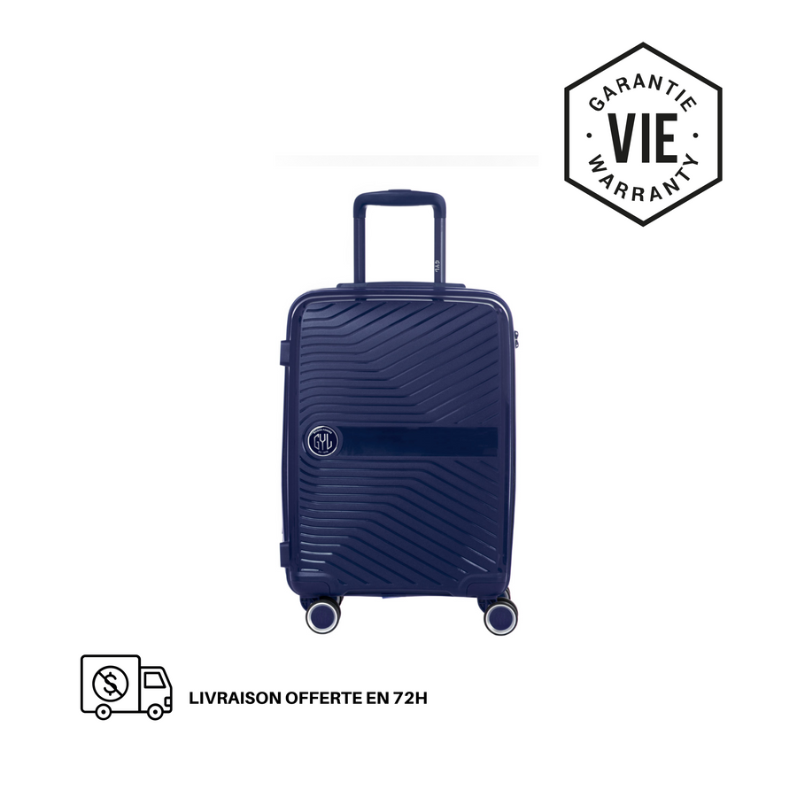 VALISE RIGIDE BLEUE DE TAILLE MOYENNE (TAILLE M)