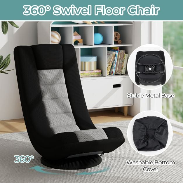 Coast Swivel Gaming Chair - Réglable - Pliable - Rotation à 360° - Ergonomique - Gris/Noir