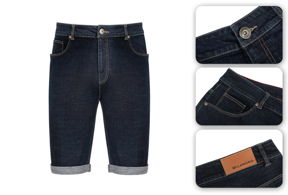 Milanoro - XL - Short en jean - Homme - Bleu foncé