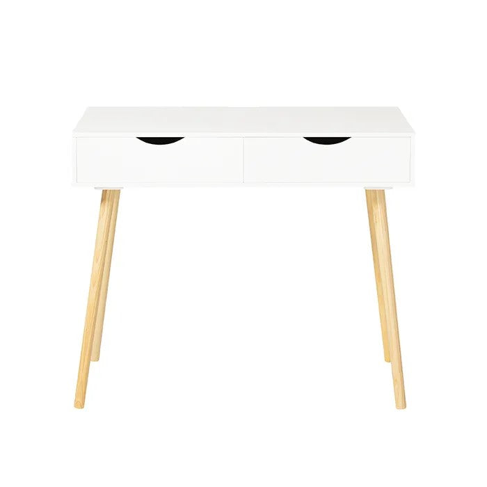 Bureau avec 2 tiroirs, SoBuy, Table De Bureau, 90 x 45 x 77 cm, Blanc