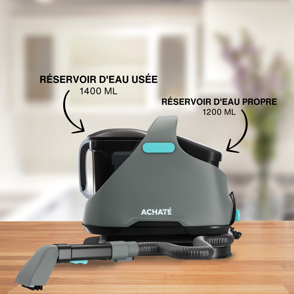 Nettoyeur de Taches Multi-surfaces - ACHATÉ – Aspirateur Injecteur/Extracteur - Tapis, Matelas, Canapés, Sols – Gris/Bleu/Noir
