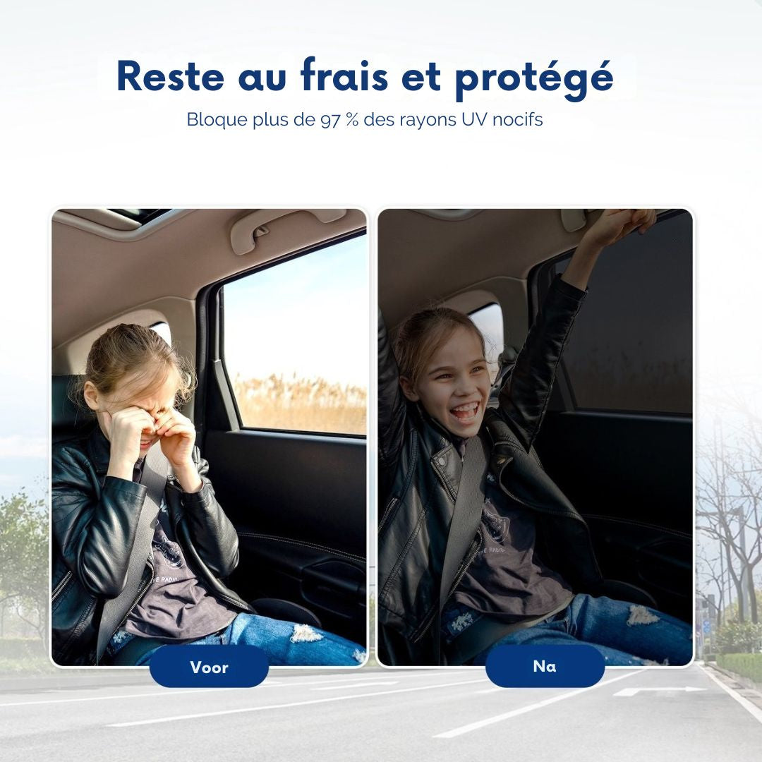 Pare-soleil pour voiture TenTravel - Pour vitre latérale extra foncée - Protection UV - 2 pièces - Noir