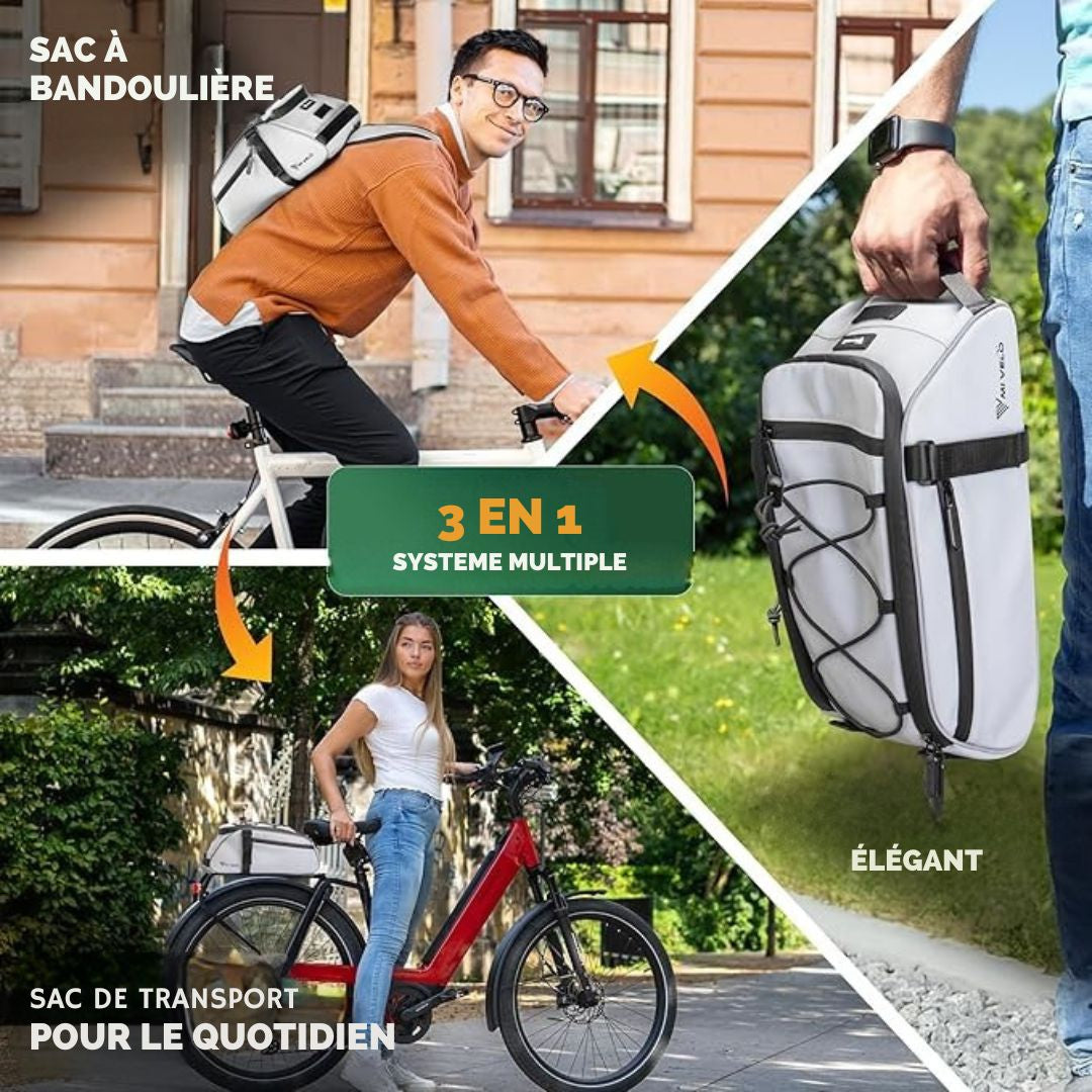 Sacoche pour vélo - MIVELO - Imperméable et entièrement réfléchissante - 9 litres - Réfléchissante