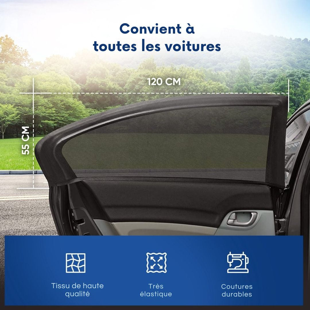 Pare-soleil pour voiture TenTravel - Pour vitre latérale extra foncée - Protection UV - 2 pièces - Noir